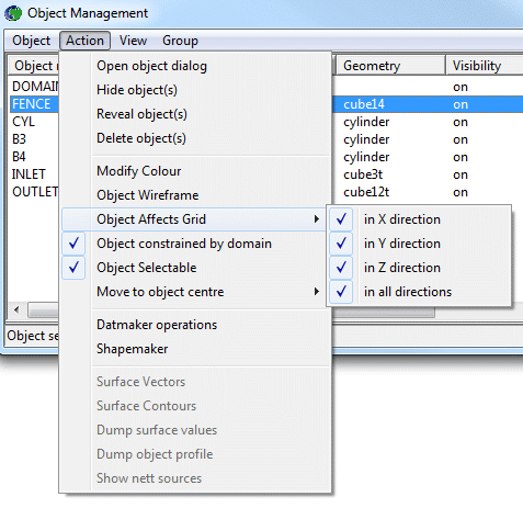 Image: Object Management Action Menu