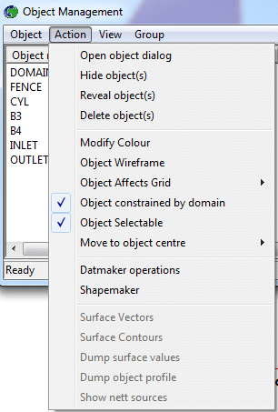 Image: Object Management Action Menu