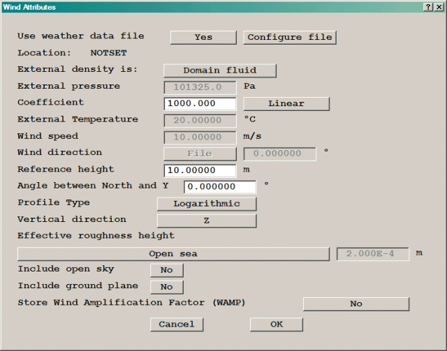 WIND dialog